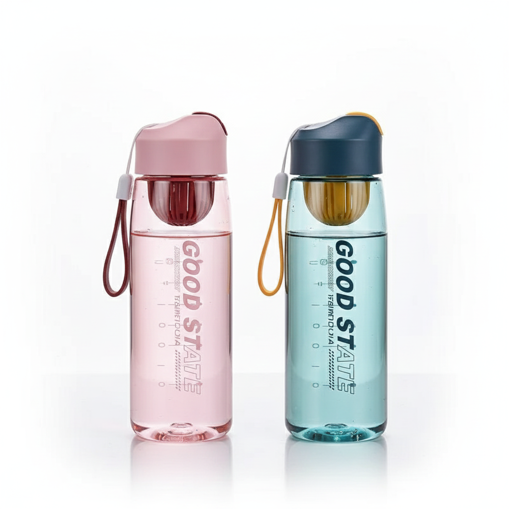 Portable Filter Screen With Sports Bottle Plastic Cup Fall Protection Strap Scale Water Bottle